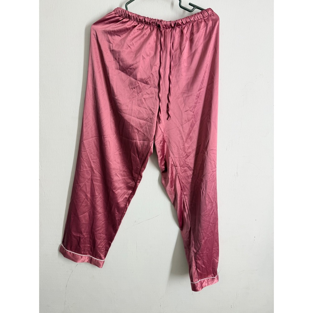 Mauve Pink Satin Pajama Pants Elastic Waist Drawstring Sleepwear Size L